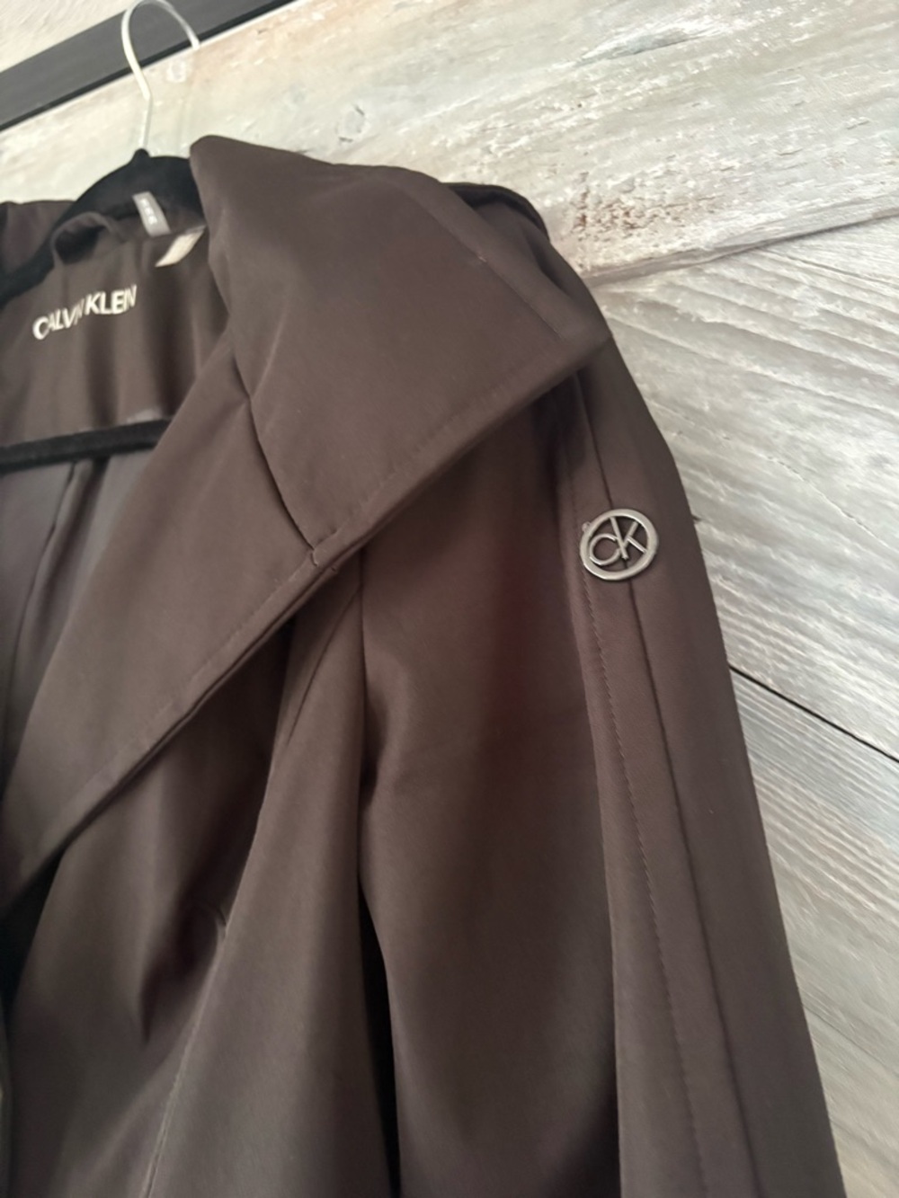 Calvin Klein Double-Breasted Skirted Raincoat - Picture 5 of 9